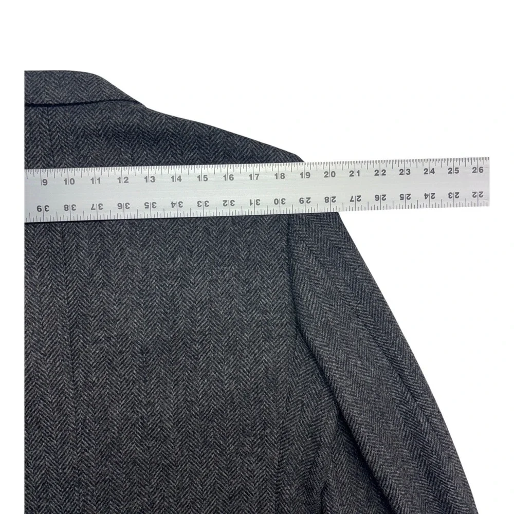 vtg Gray Herringbone Tweed 40L Blazer Jacket Sport Suit Coat 100% Wool USA